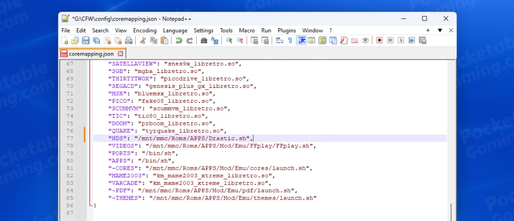 Add a new line to coremapping.json